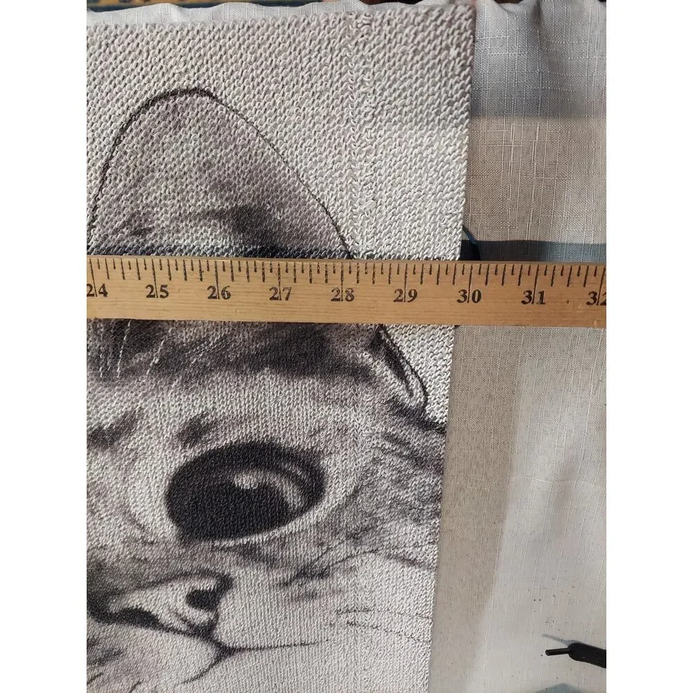 Cat Welcome Mat Peeking Kitten Gray Black White Fabric Dinner Rug Decor